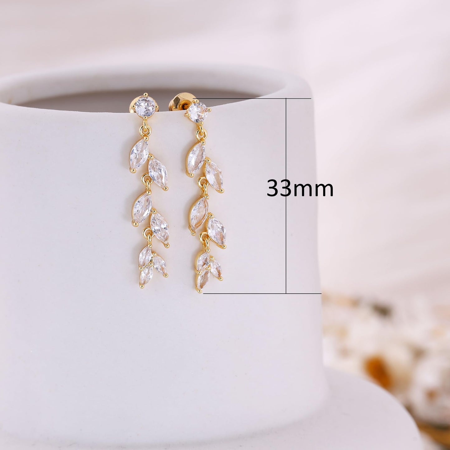 SELFROSE Gold Dangle Earrings for Women,Dainty Gold Drop Wedding Earring Statement Prom Earrings for Women Trendy Fashion Bride Earring Long Wedding Jewelry