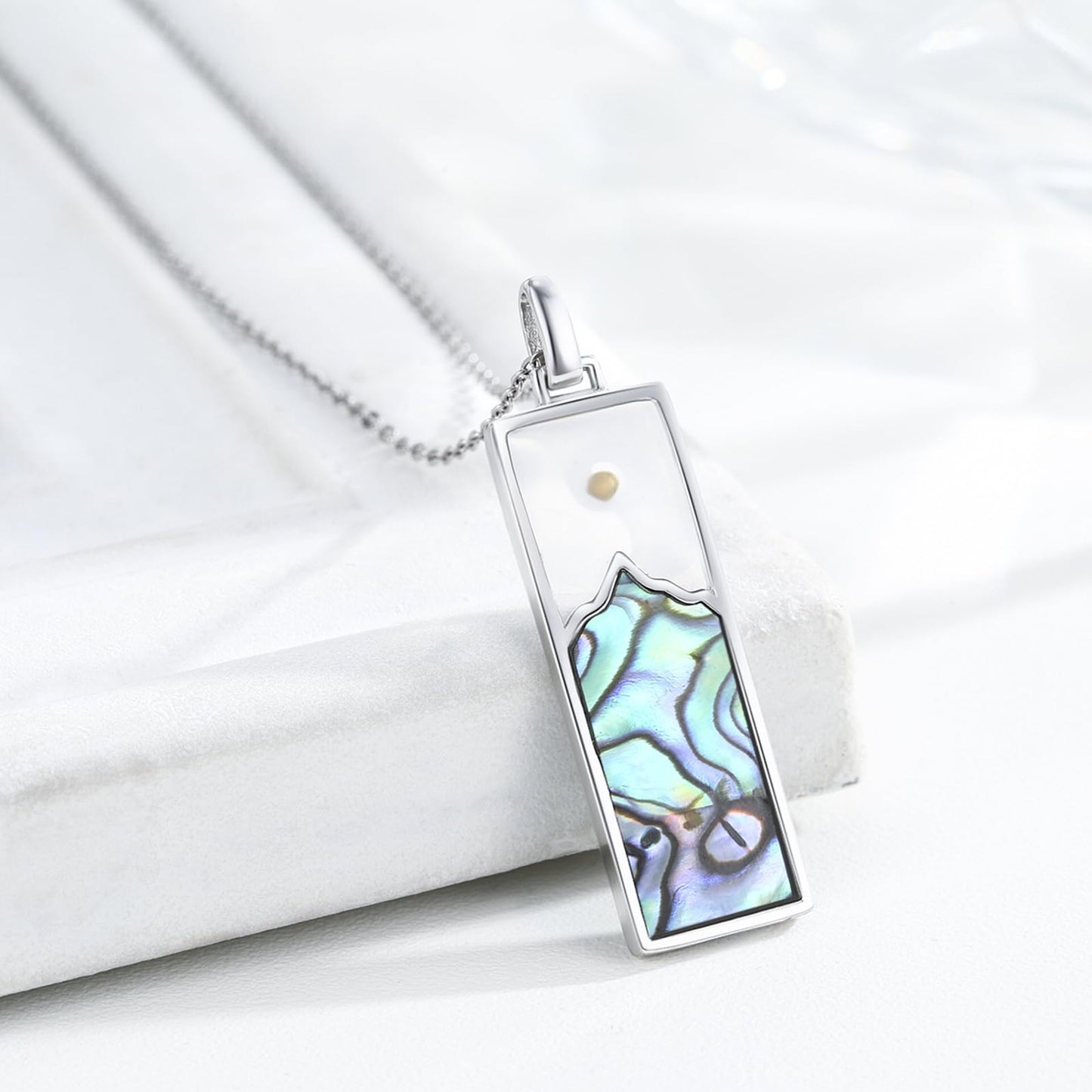 Suiknsn Mountain Necklace 925 Sterling Silver Faith Mustard Seed Necklace Outdoor Mountain Pendant Necklace Hiking Jewelry Graduation Gifts for Women Girlfriend