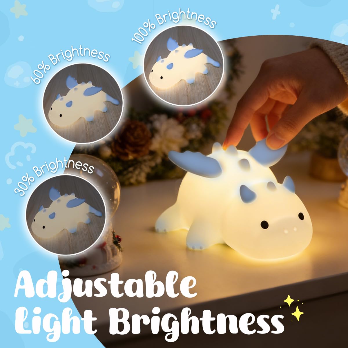Dragon Night Light, Cute Baby Dragon Gifts, Soft Silicone Lamp with 3 Level Warm Light and RGB Changing,Soft Silicone Kids Nursery Nightlight LED Touch Light, Kids Bedroom Decor as Xmas Birthday Gifts