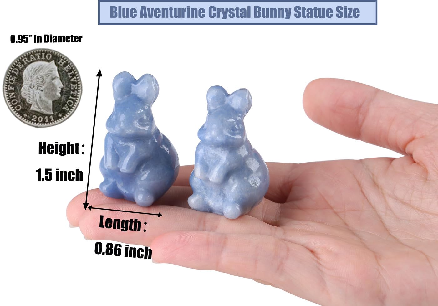 DUQGUHO Blue Aventurine Bunny Decor Crystals Rabbit Statue Pocket Polished Natural Gemstone Crystals Figurines for Easter Decoration Office Room Desk Decor 1.5’’ Gifts Gifts for Women 1PC