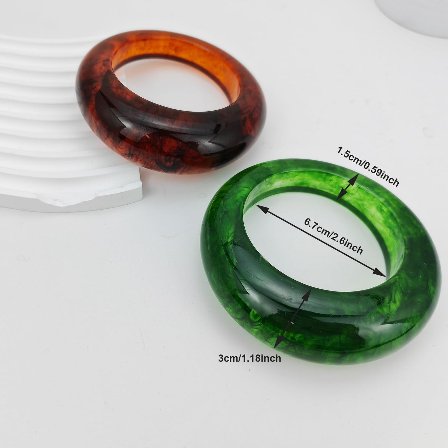 FUNOJOY Acrylic Resin Bangle Bracelet for Women Chunky Acrylic Bracelets Irregular Wide Wristbands Jewelry Accessory for Women