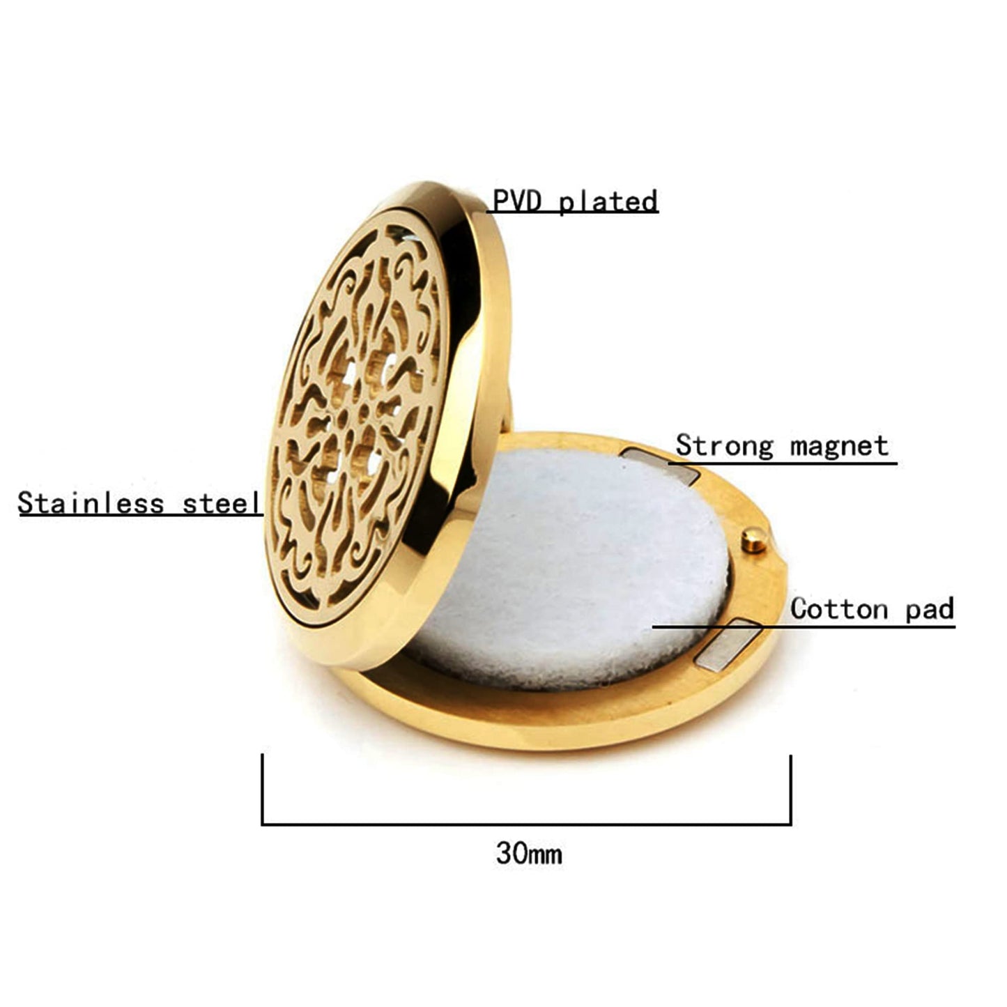 18K Gold Protection Secret Seal of Solomon Wealth Fortune Amulet Essential Oil Necklace, 316L Stainless Steel Best for Aromatherapy-Perfume, Fragrance, Scent Diffusers for Gift