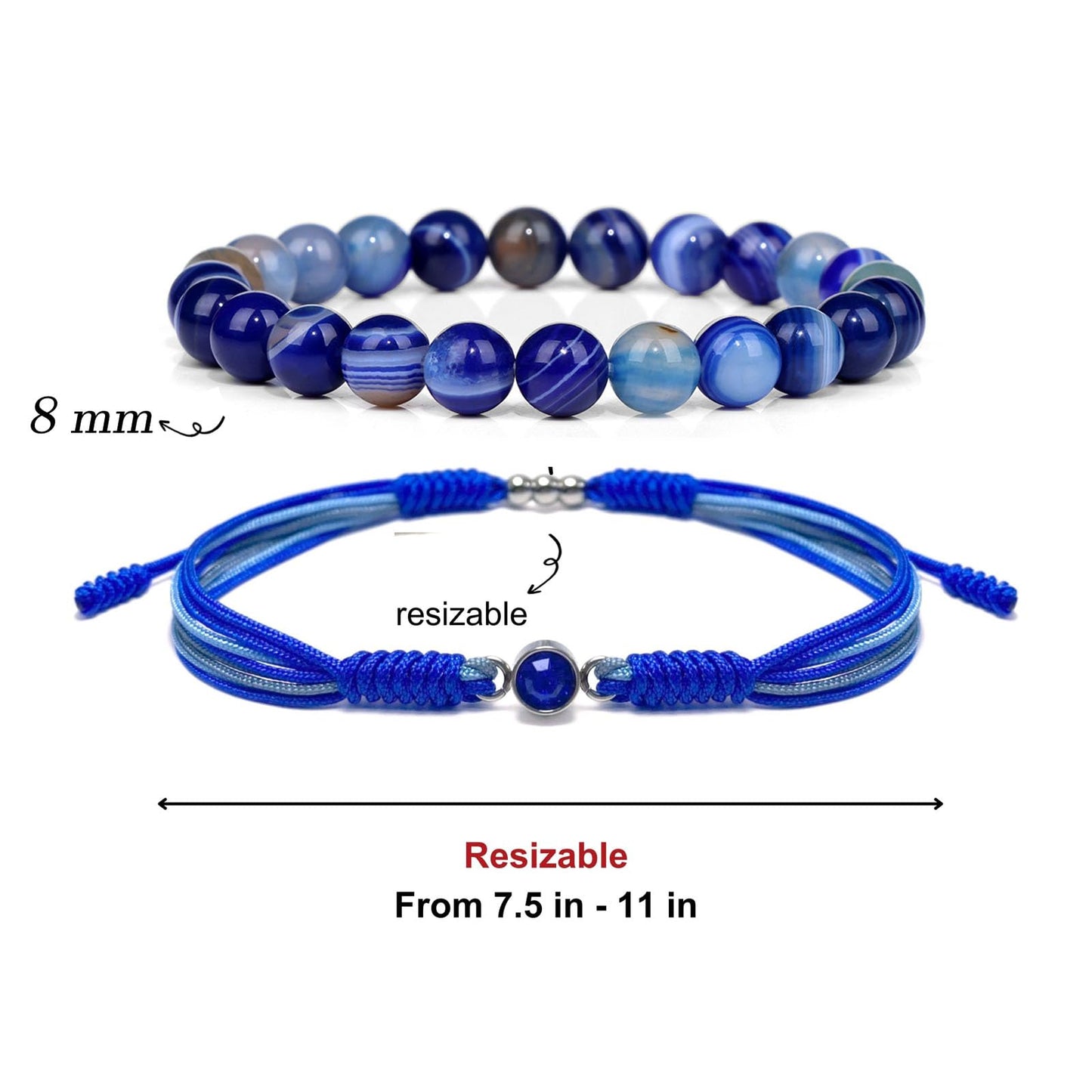 Crgwxzl September Birthstone Bracelets for Women Men,Healing Crystal Protection Stone Blue Lace Agate Beads Bracelet,String Wrap Zodiac Month Bracelets Birthday Jewelry Gifts