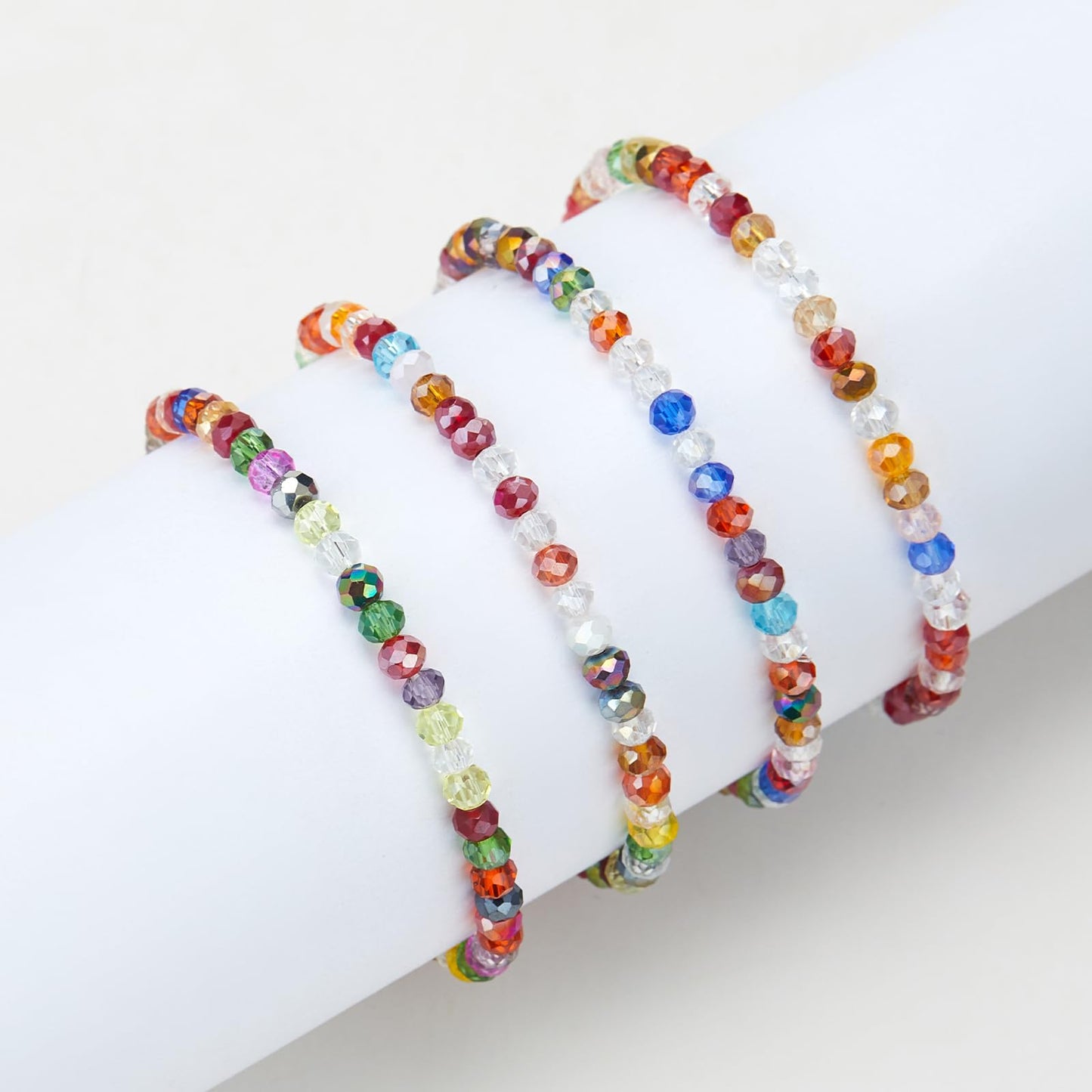 Noessla Beaded Boho Stretch Bracelet Colorful Stackable Crystal Beads Bracelets Trendy Costume Jewelry Mothers Day Gifts for Women(Colorful)