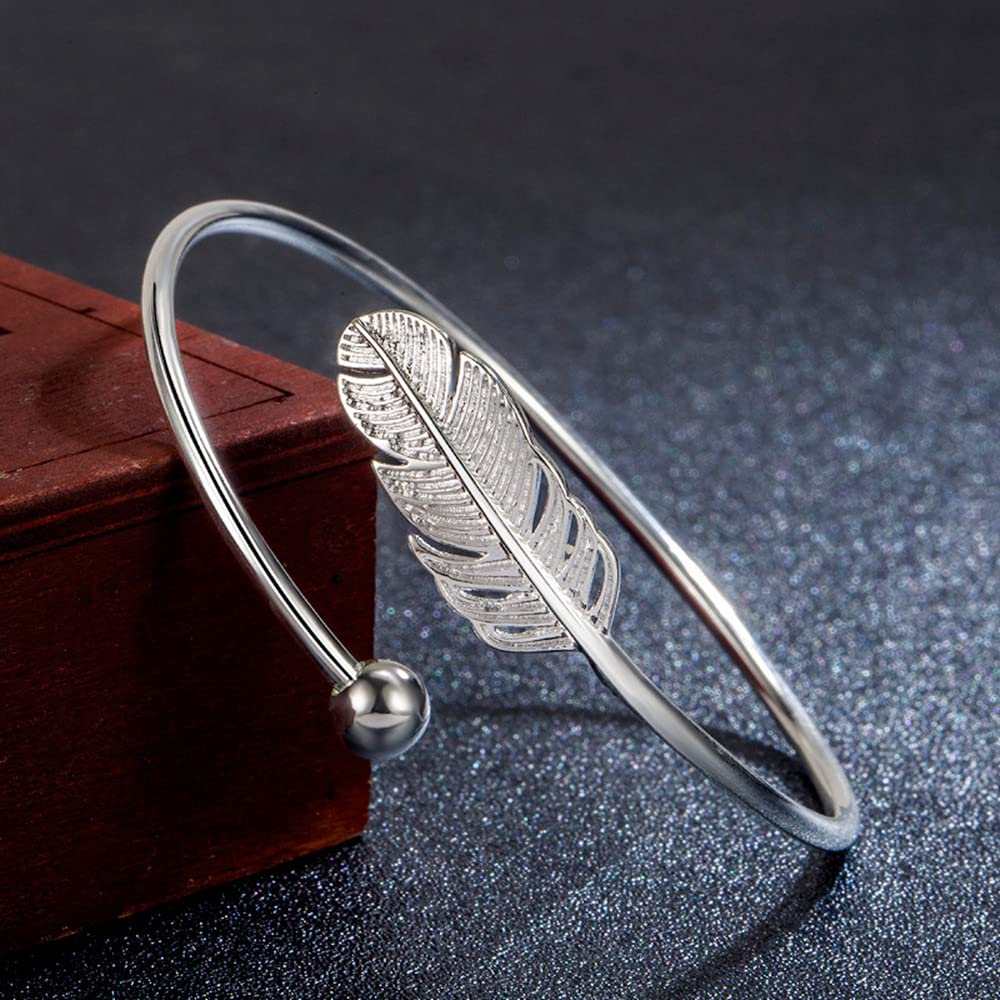Sterling Silver Bracelets For Women 925 Sterling Silver Beads Bangle Bracelet Transfer Lucky Cuff Bracelet Adjustable Fashion Women Jewelry