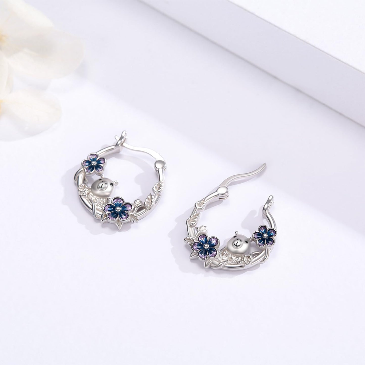 Guinea Pig Earrings 925 Sterling Silver Cute Hamster Huggie Hoop Earrings Jewelry Guinea Pig Graduation Gifts for Women Daughter Her