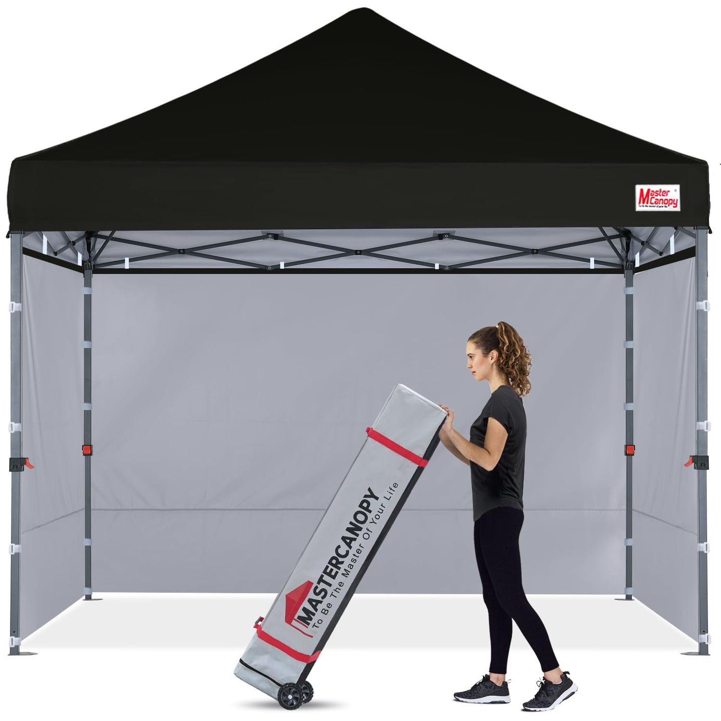 MASTERCANOPY Pop-up Canopy Tent with Sidewalls (10x10,Black)