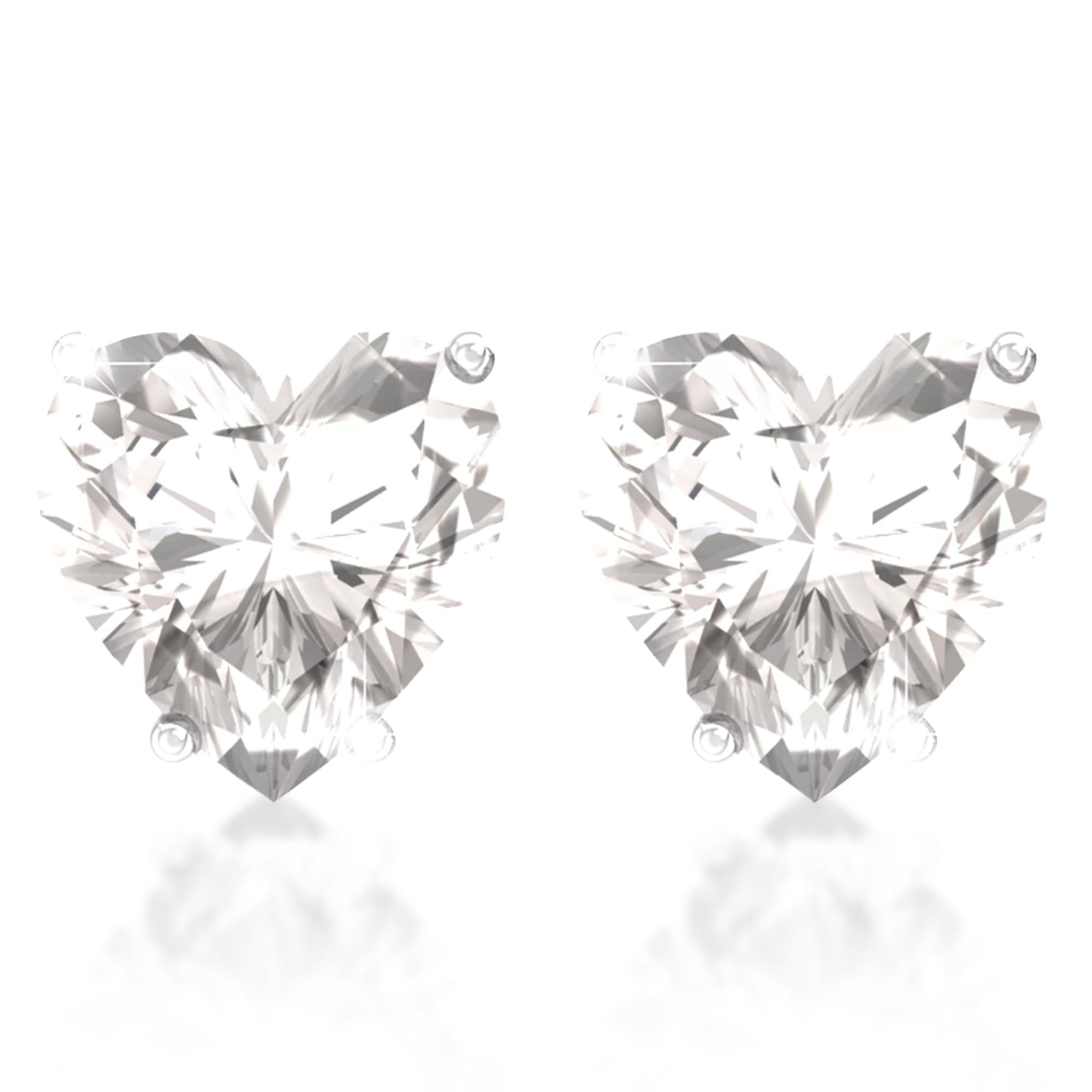 Belinda Jewelz - Heart Stud Earrings, 5mm Cubic Zirconia Heart Earrings with Prong Setting, 925 Sterling Silver Earrings Studs, White Topaz Stud Earrings for Women