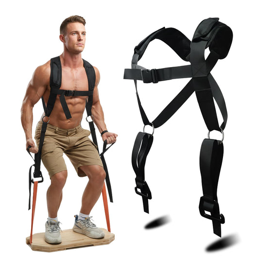 J Bryant Adjustable Squat Harness Vest with Padded Shoulder Support, Quick‑Release Buckle & E‑Hook for Full‑Body Strength Training, Resistance Bands & Board Not Included