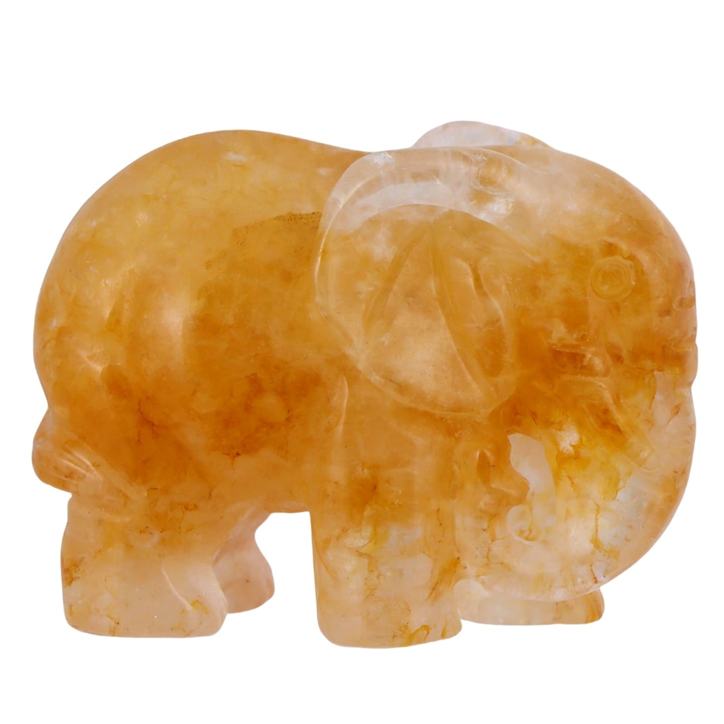 SMQ Citrine Crystal Elephant Figurine Gifts for Women,2'' Yellow Healing Stone Statue,Carved Lucky Animal Figurine for Desk Decor,Office Decor,Home Ornament