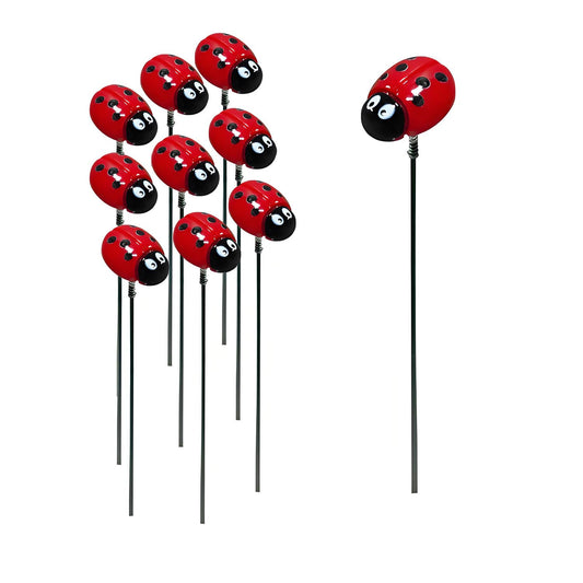 JZZNNFEZN Garden Stakes Decor,10Pcs Garden Stakes Decorative Outdoor Lawn Pathway Patio Plant Pot Art Stick Yard Art Decorations for Pot Lawn Patio Corridor Flower Bed Outdoor Plant (Ladybug)