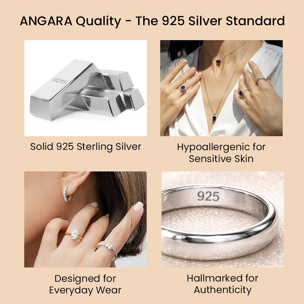 Angara Natural 0.4 Ct Blue Sapphire Solitaire Pendant in Sterling Silver for Women | Pear Blue Sapphire Necklace with Diamond | September Birthday Jewelry Gift | Grade- A | Size- 6x4mm