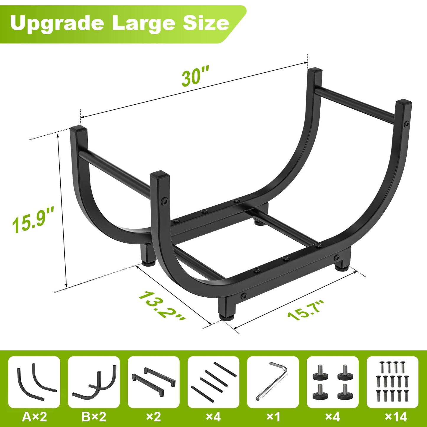 KRZKRZ Firewood Rack Outdoor 30in，Indoor Firewood Storage and Firewood Rustproof Holder，Stable Log Holder and Fireplace Decor Organizer