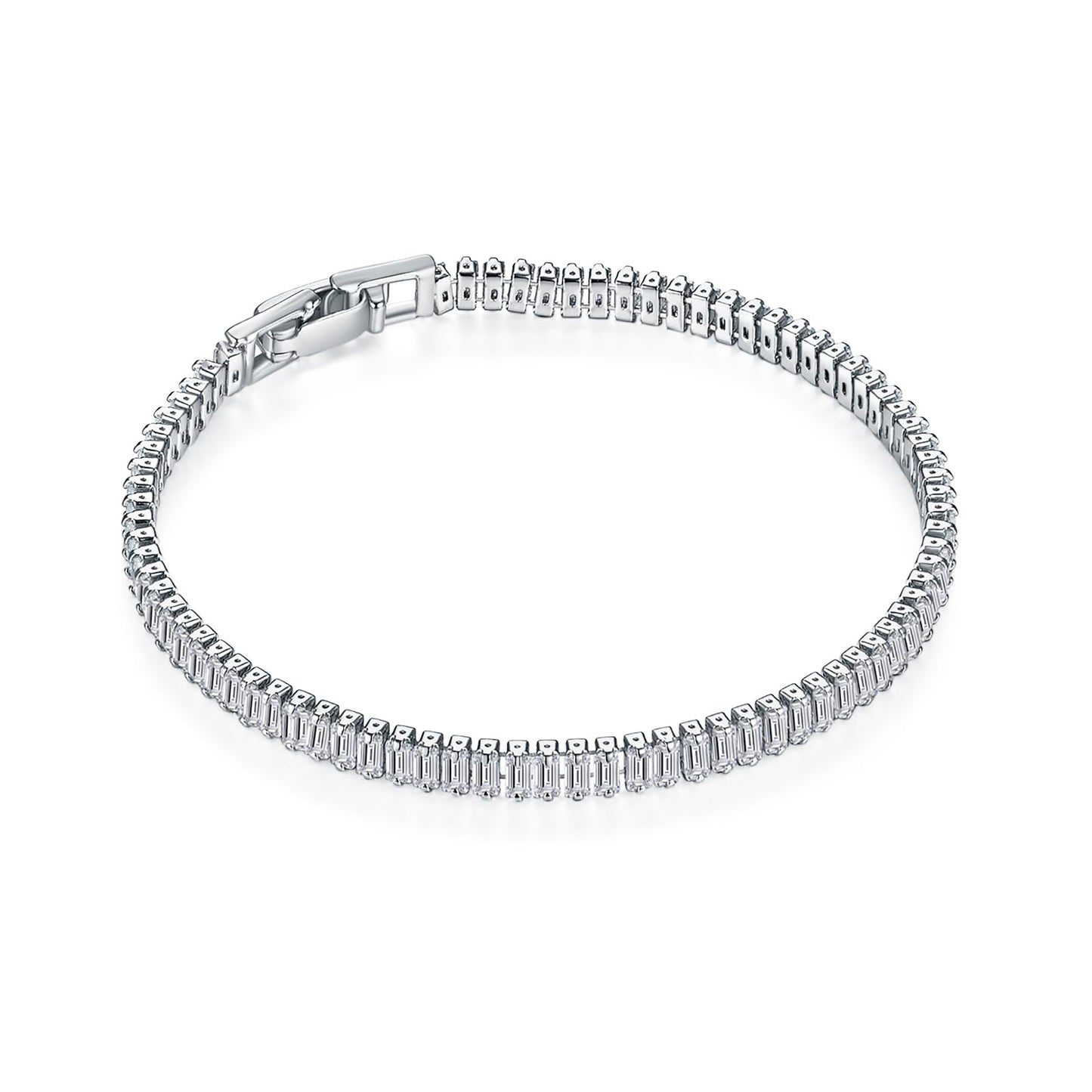 MINDDHA Tennis Bracelets| 3.5mm Cubic Zirconia Tennis Bracelets for Women | Silver Color | Princess-cut Square Shape| Size 7.5 Inch