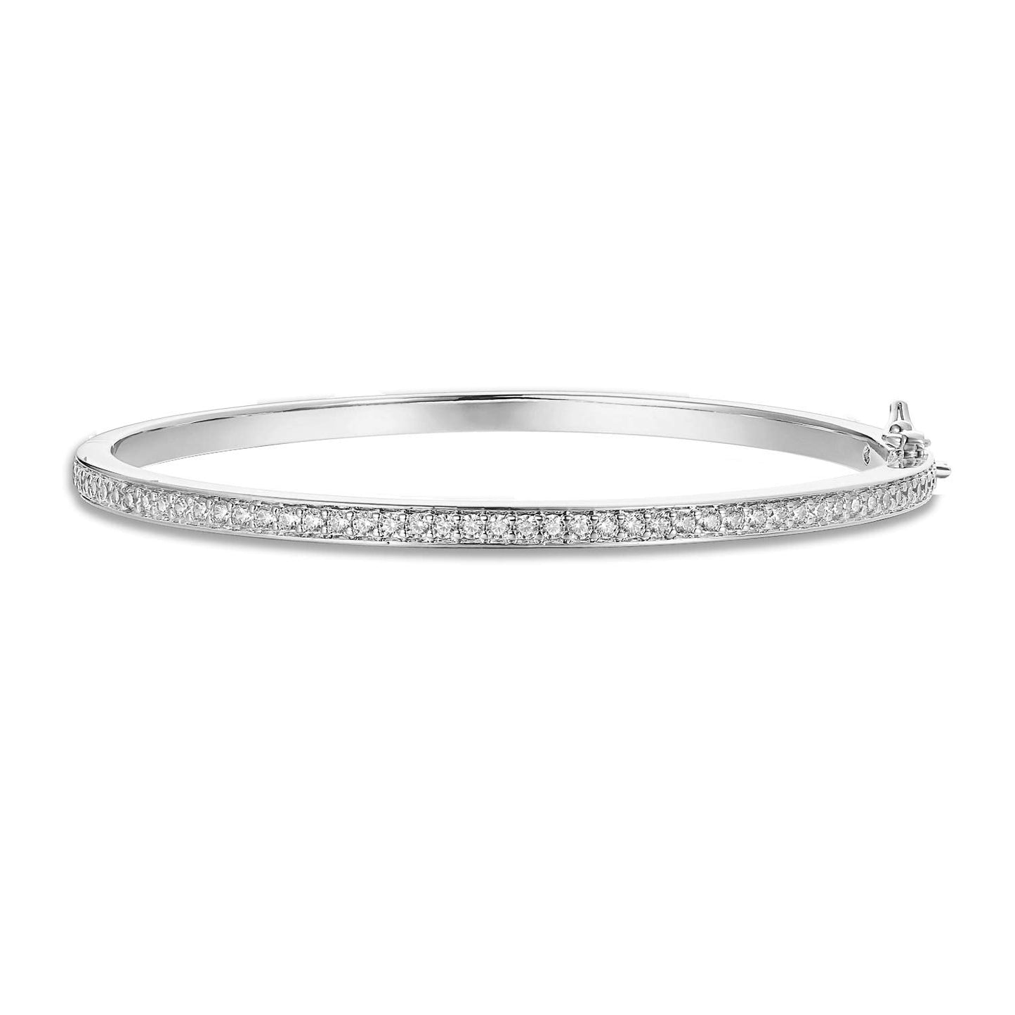 PAVOI 14K Gold Plated Cubic Zirconia Bangle Classic Tennis Bracelet | White Gold Bracelets for Women | 7.5 Inches