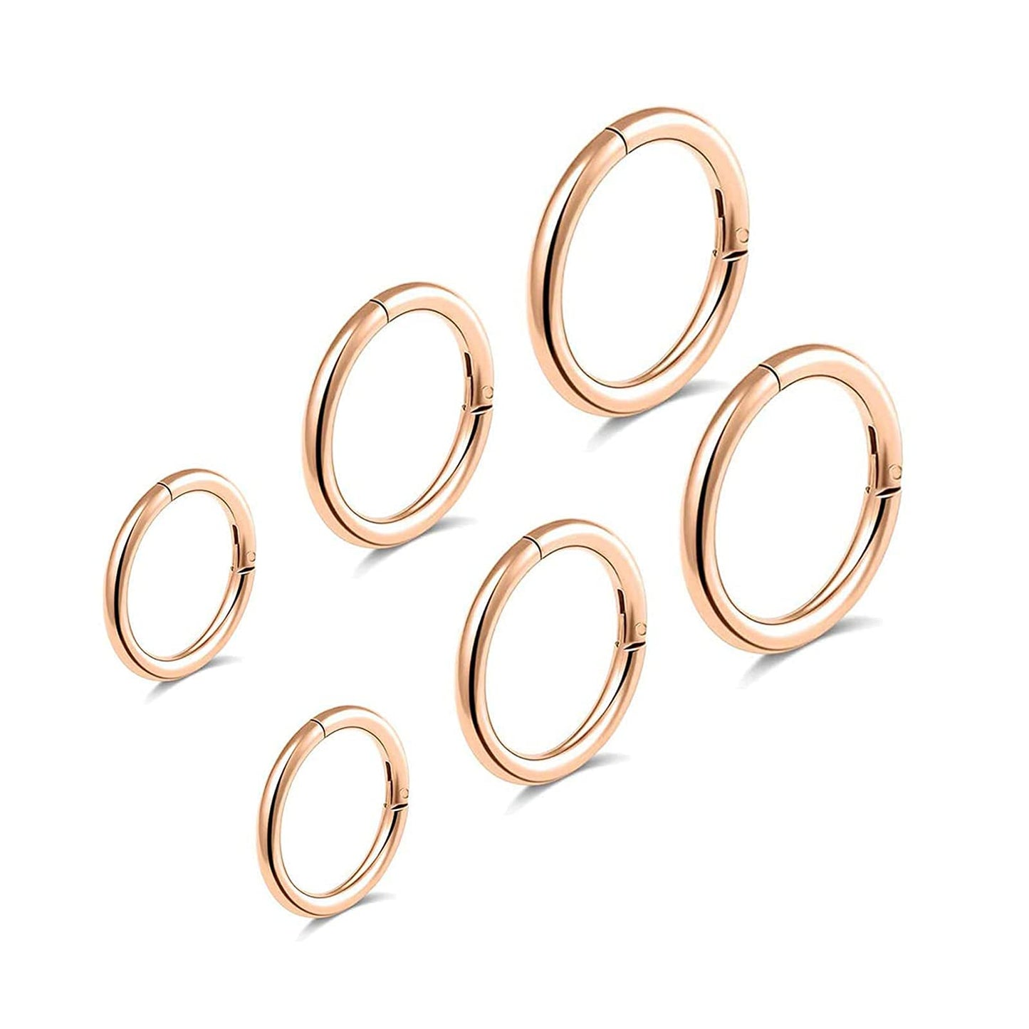 BOGKU 6pcs G23 Titanium Septum Rings Hinged Nose Ring Hoops for Women 16G Cartilage Hoop Earrings Body Piercing Jewelry Lip Rings - Diameter 6mm 8mm 10mm