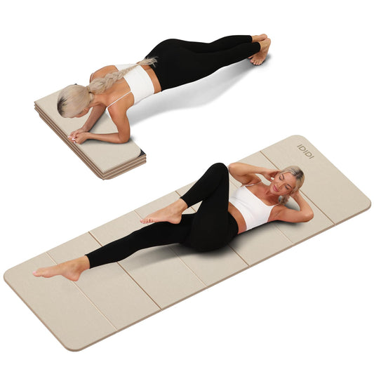 IDIDI Foldable Yoga Mat Extra Thick 0.32 Inches（8mm） - SGS Certified POE Material Exercise Mat, Non-Slip Design Fitness Mats, Multi-Purpose Workout Mats for Studio or Home Use