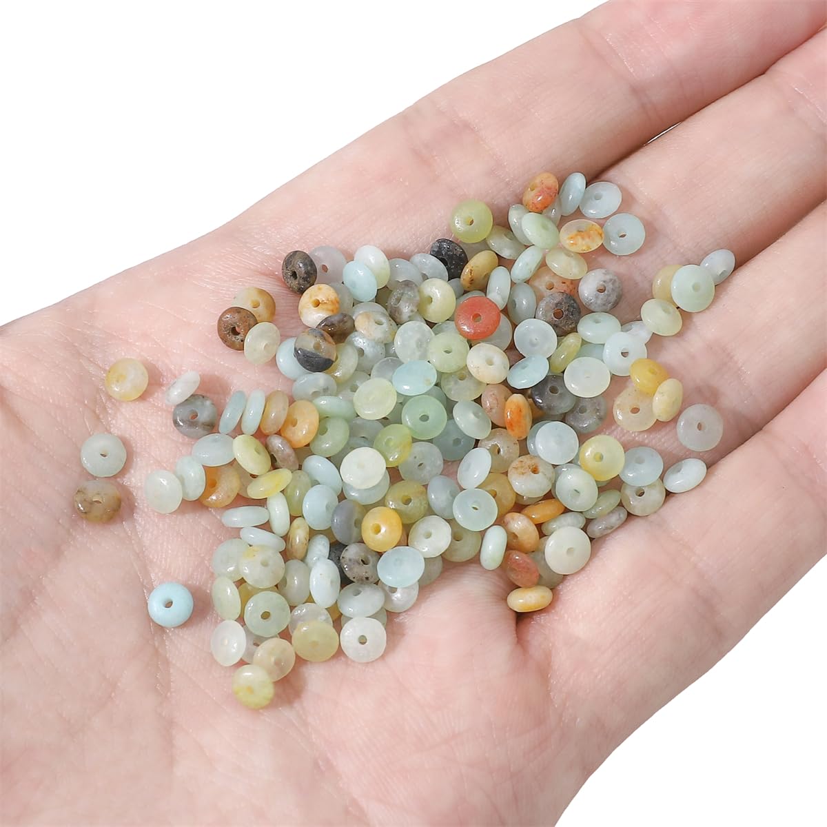 BEADIA Natural Amazonite Disk Stone Beads 4x2mm 160pcs Rondelle Loose Semi Gemstone Beads for Jewelry Making Design