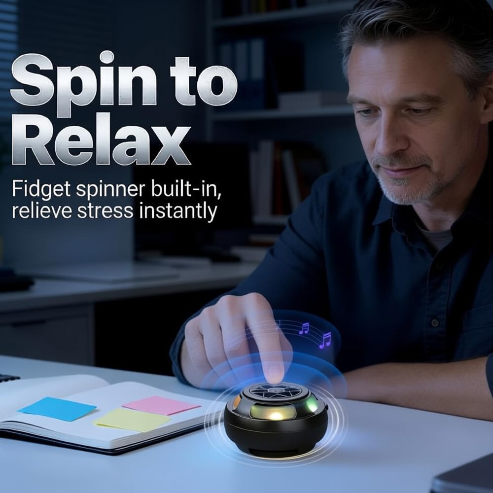 Starphen Speaker with Fidget Spinner , 2026 New Bluetooth 6.0 Fidget Toys for Adults Men, Metal Spinning Speaker with HD Sound, Unique Anxiety Relief Gadgets Gifts for Men