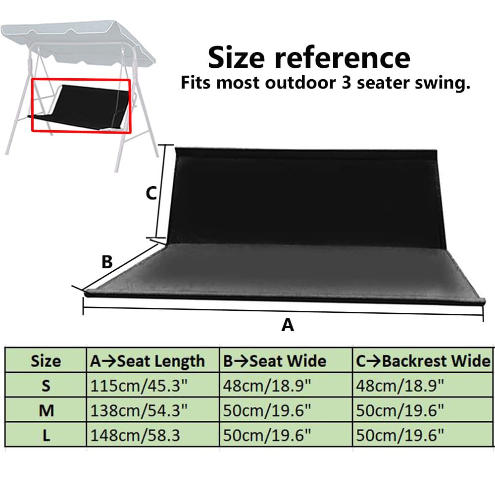 Swing Seat Replacement Cover, 600D Oxford Heavy Duty Waterproof Patio Bench Cover for Outdoor Porch Garden Yard 2/3 Seat Swings Chair(58.3"x19.6"x19.6", Coffee)