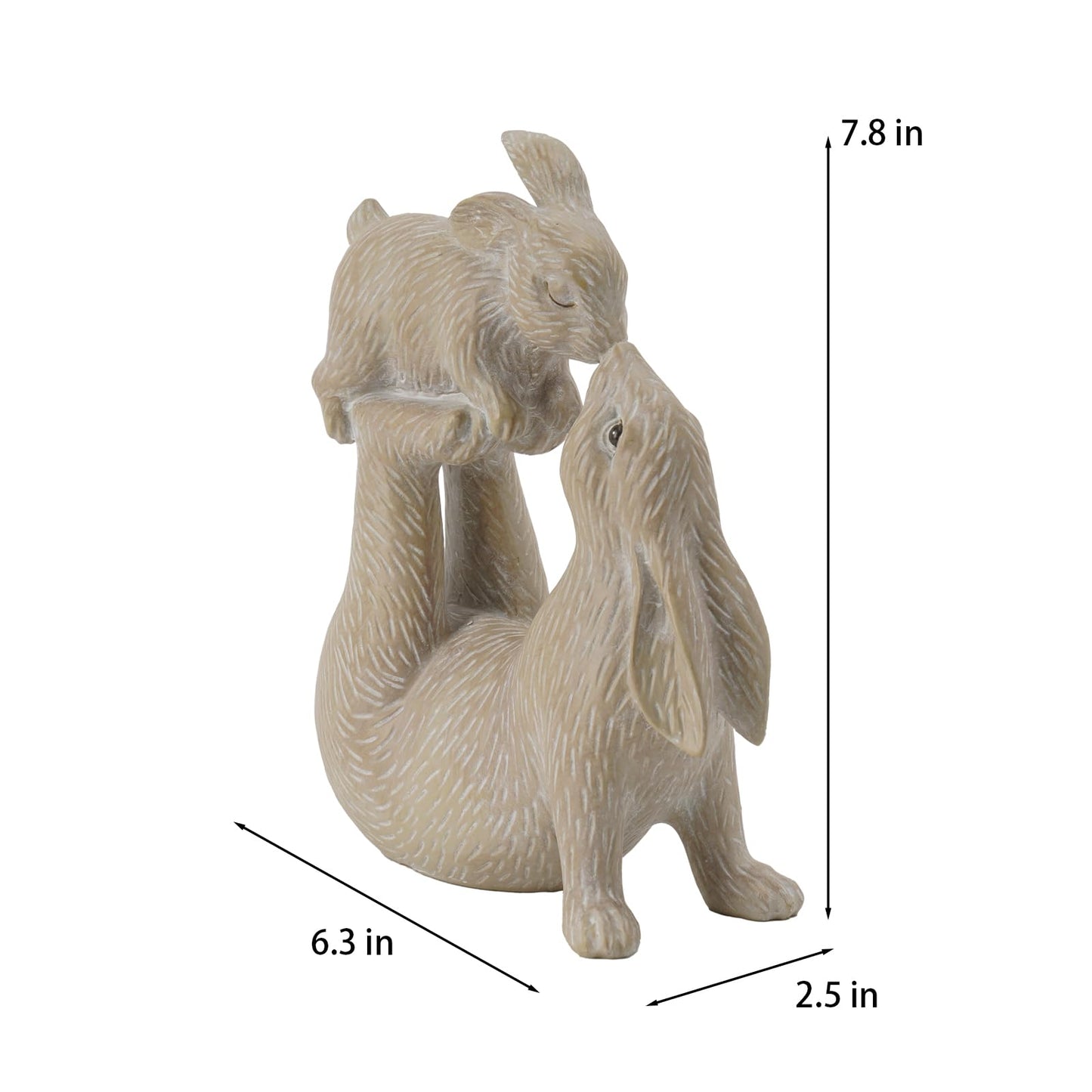 Braxio Rabbit Decor for Home Garden – Kissing Bunny Statue, Living Room, Bookshelf, or Patio Decor, Resin Figurine for Animal Lovers, 6.3" L x 2.6" W x 7.9" H