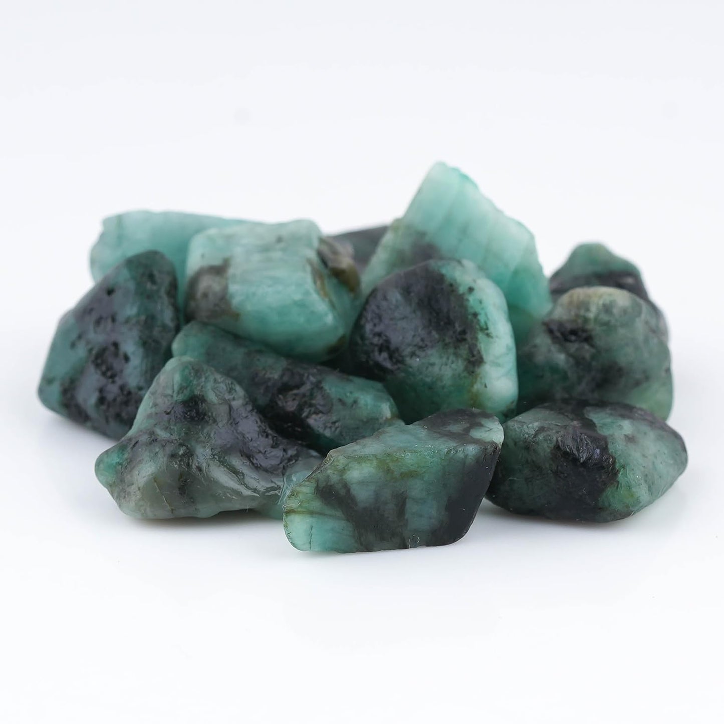 CRYSTALIS 15pcs Natural Emerald Loose Gemstone Wholesale Bulk Rough Jewelry Making Supply, Chakra & Healing Raw Stones, Wire Wrapping, DIY, Gem Collection [12-16mm]