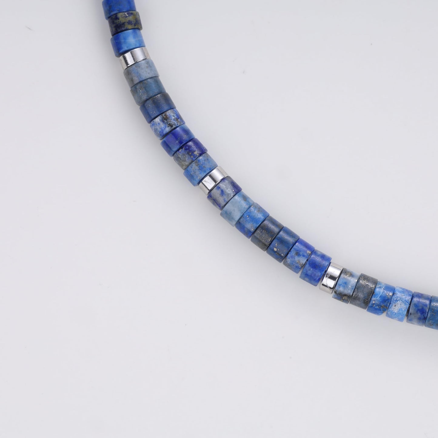 COAI Heishi Beaded Bracelet for Men, Double Layered Lapis Lazuli Crystal Bracelet for Men S