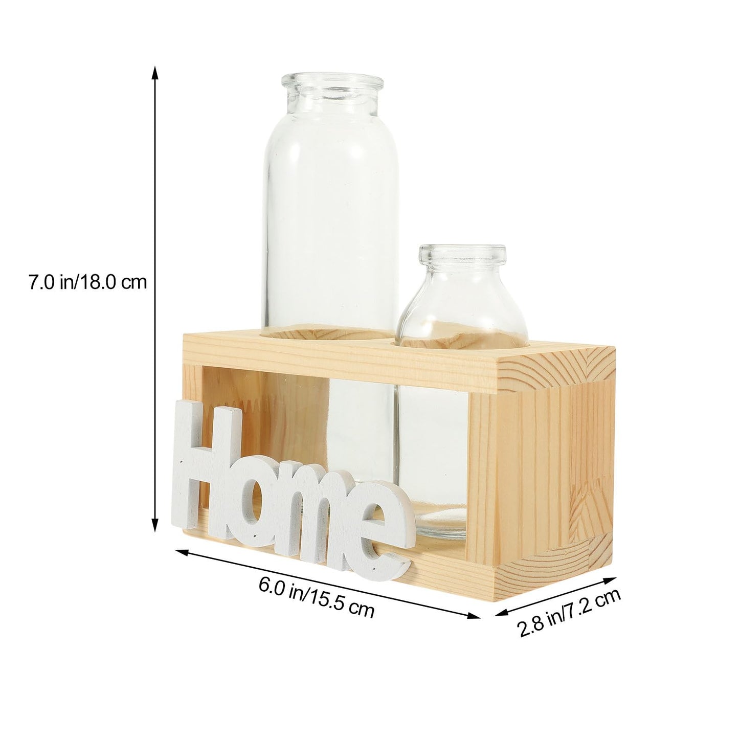 Hemobllo Glass Planter Bulb Vase with Wooden Rack, Nordic Style Hydroponic Flower Terrarium for Desktop Home Decor, Air Plant Holder Set of 2