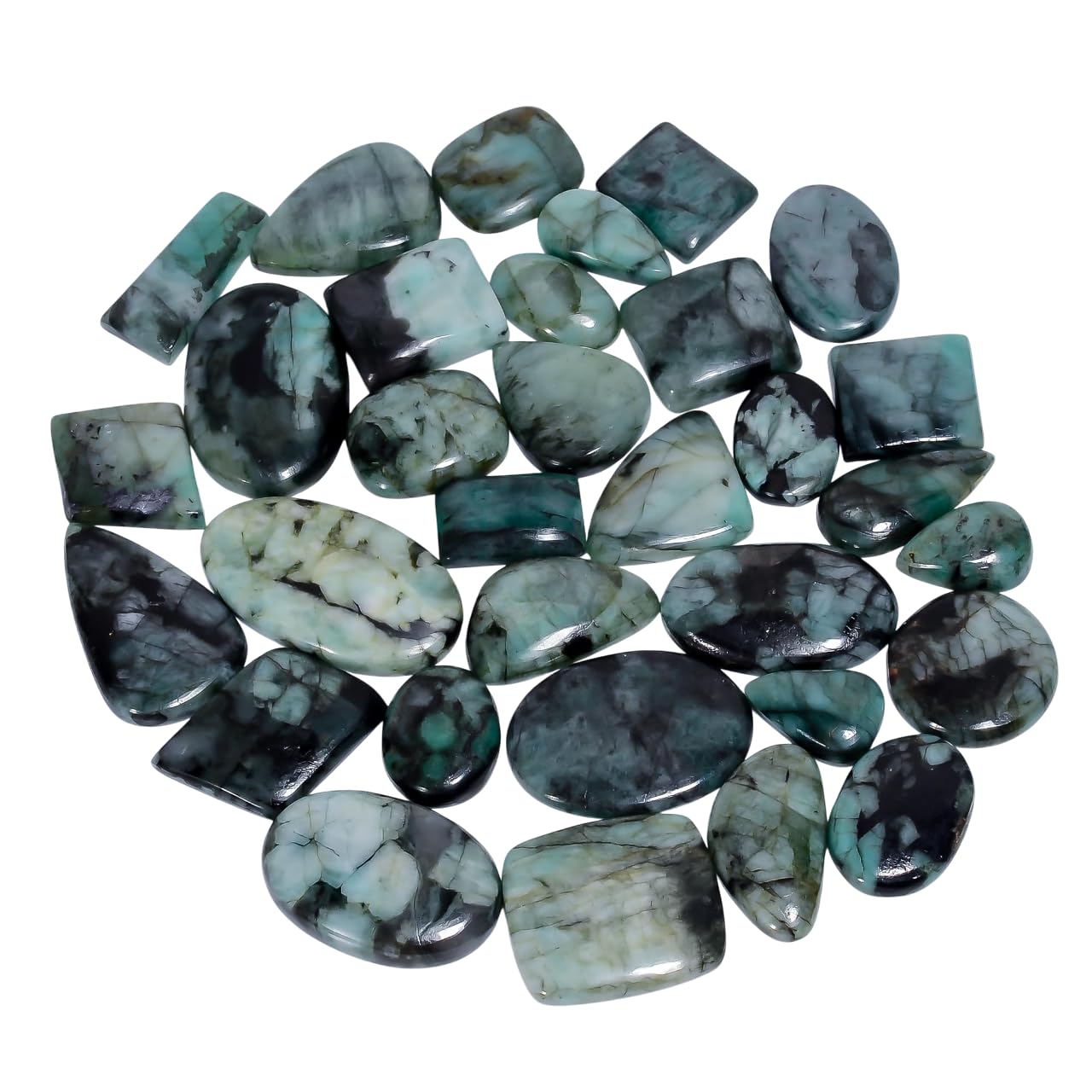 GEMKORA [20-30mm] (3-4pcs) Green Emerald Mix Shape Gemstones Cabochons, Jewelry Making Loose Gemstone, Polished Gems, DIY, Wire Wrapping, Reiki, Wikka, Healing Crystals, Bulk Gemstone Deal