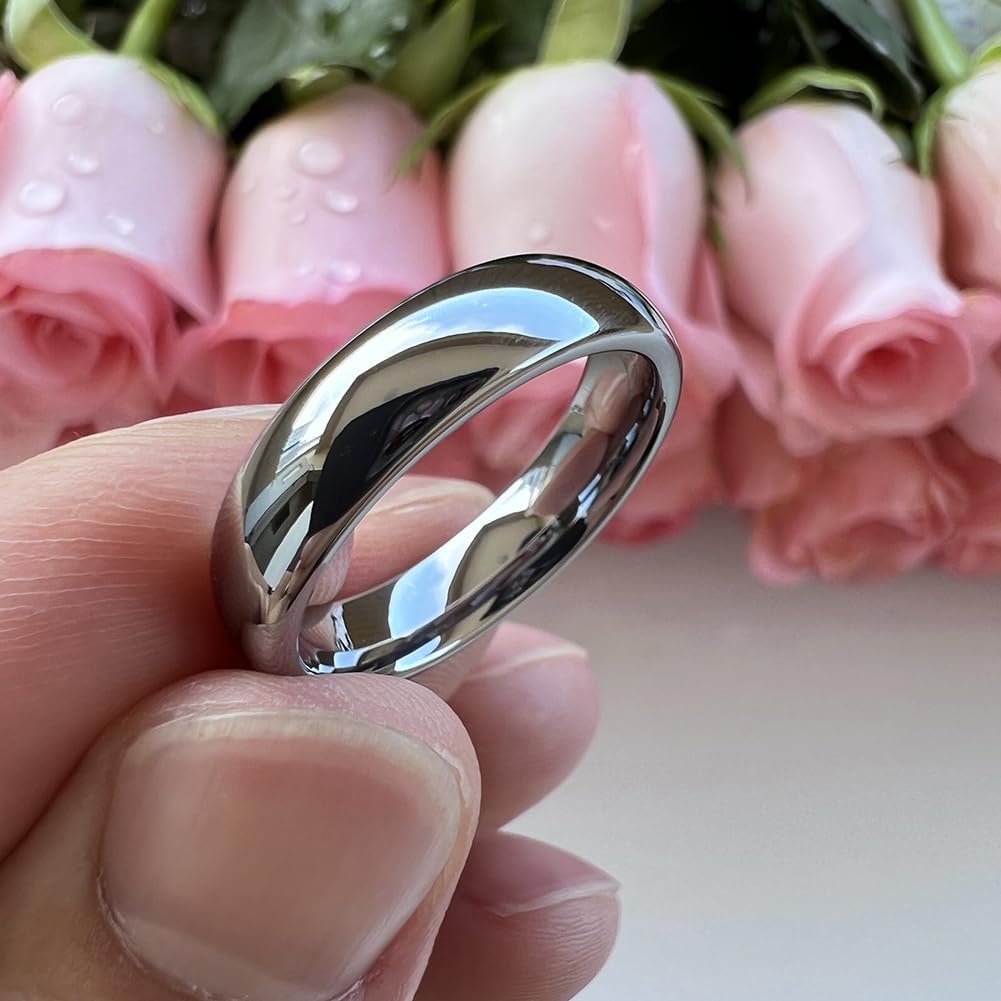 TUTISS 5mm Tungsten Carbide Rings for Men Women Engagement Wedding Bands Domed Polished Shiny Comfort Fit Size 12