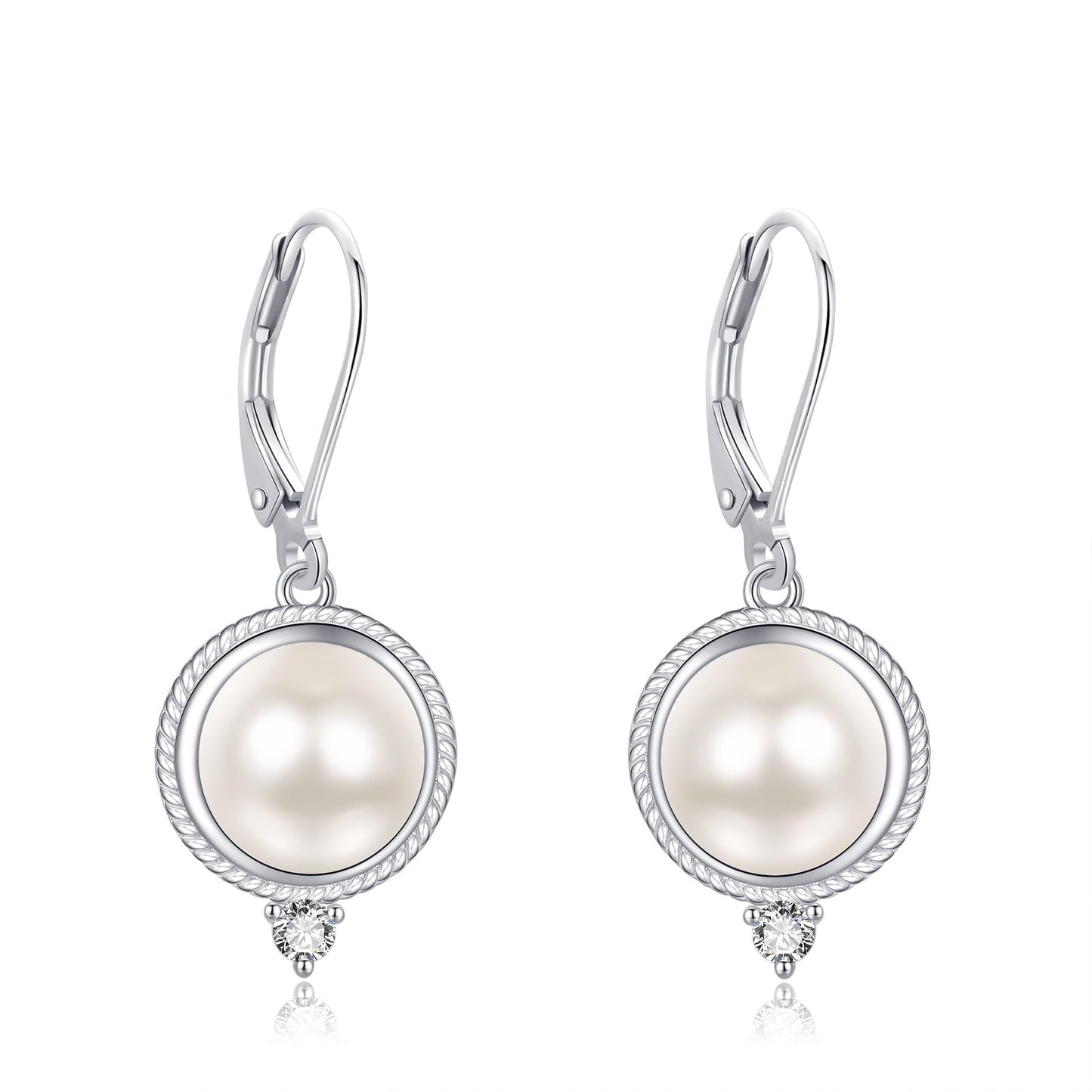 POPLYKE 925 Sterling Silver Pearl Leverback Earrings for Women Fresh Water Pearl Dangle Earrings Pearl Jewelry Gifts Birthday Hypoallergenic