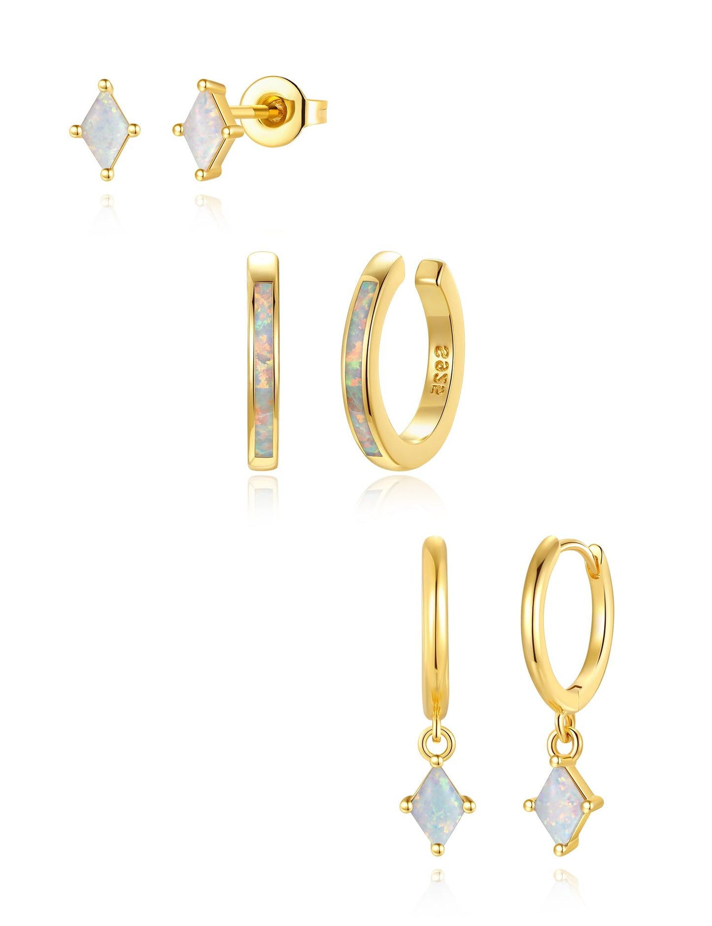 Angelady Gold Hoop Opal Earrings Set for Women, 14K Gold Plated Hypoallergenic Opal Hoop Earrings for Women, Dainty Huggie Dangle Opals Earring Stacks Trendy Opals Jewelry Gifts 2026