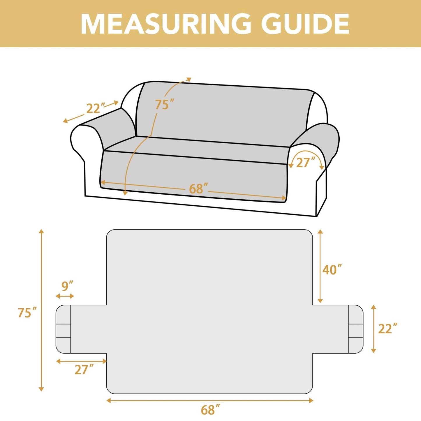 H.VERSAILTEX 100% Waterproof Couch Cover Thick Durable Sofa Slipcover with Storage Pocket Triple Nonslip Furniture Protector for Dogs, Children, Pets, Machine Washable (Sofa, Lily Pad)