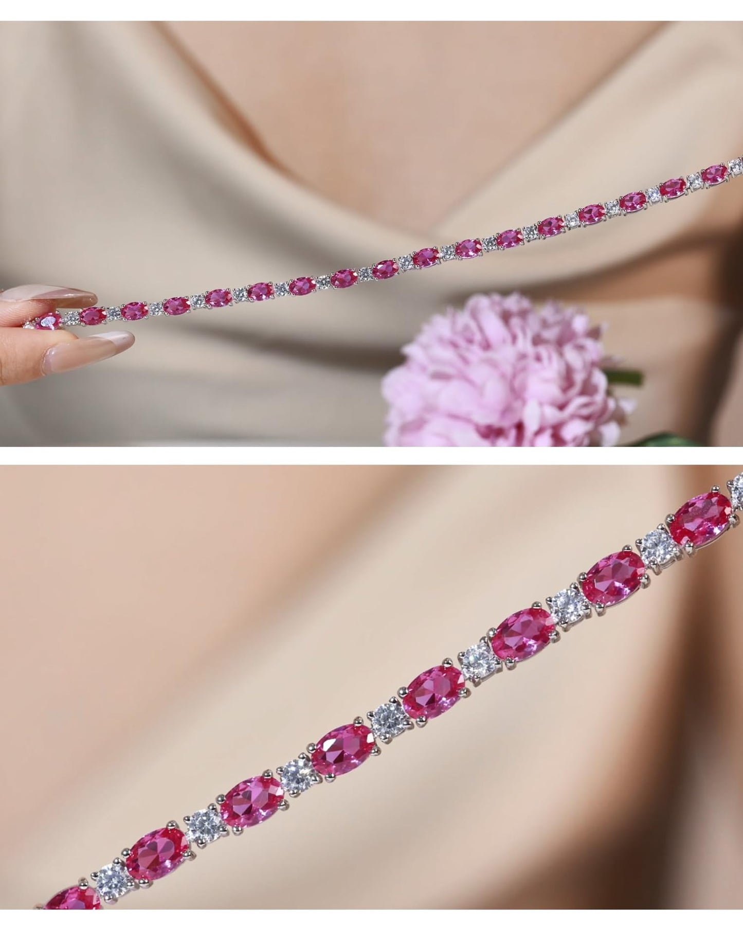 FANCIME Birthstone Bracelets 4mm Sterling Silver Tennis Bracelets Tourmaline Bracelets October Birthstone Birthday Fine Jewelry Gifts for Women 7"