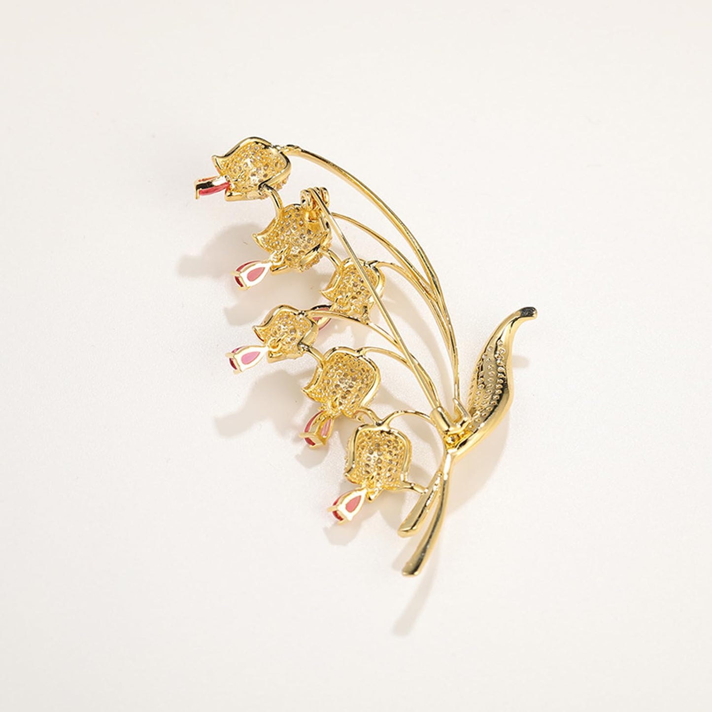 UNVAK Bell Orchid Brooches for Women Rhinestone Bell Orchid Brooch Pin Gold-plated Flower Lapel Pin Jewelry Mother's Day Wedding Gifts for Mom Wife