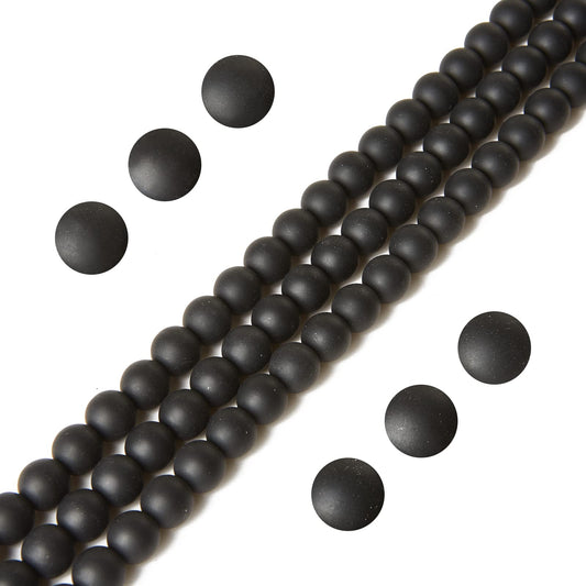 100pcs 6mm Matte Black Beads Natural Gemstone Beads Round Loose Beads for Jewelry Making