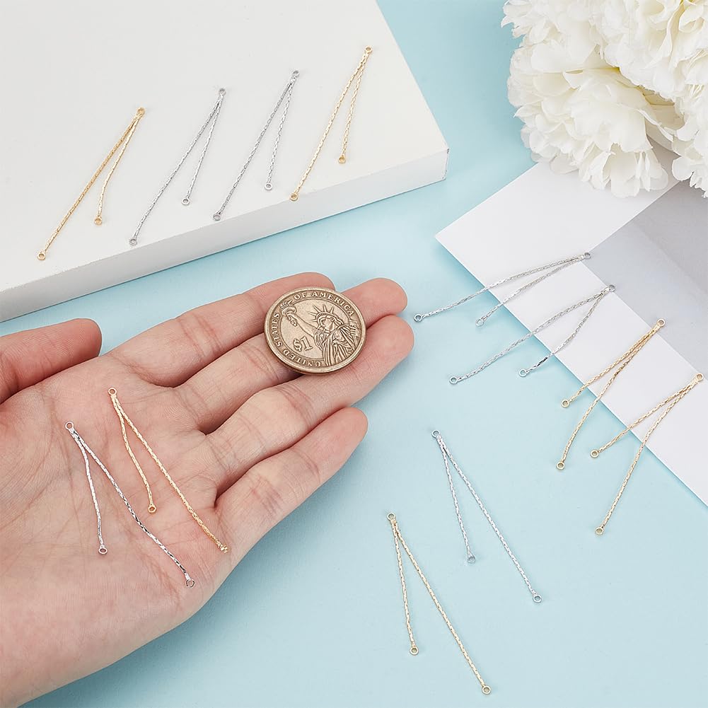 CRAFTYMELODY 12Pcs 2 Color Metal Tassel Charms Brass Platinum Golden Dangle Earrings Making Pendants Tassel Earring Charms Chain Metal Long Charm Earring Making Findings DIY Drop Earrings Pendants