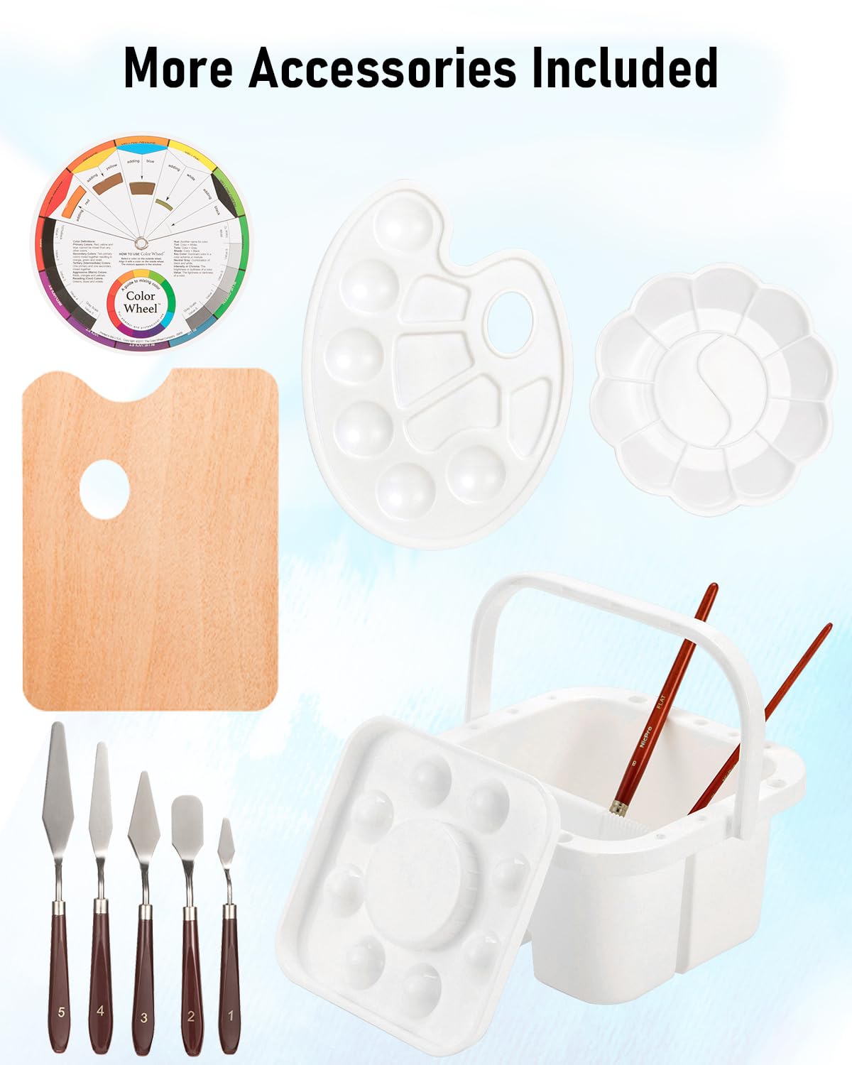 Nicpro 158PCS Deluxe Art Painting Kit with Metal and Solid Beech Wood Easel, Acrylic, Oil & Watercolor Paint Set, Paint Brushes, Canvas, Palette, Paper Pad, Professional Art Set for Adults Artist