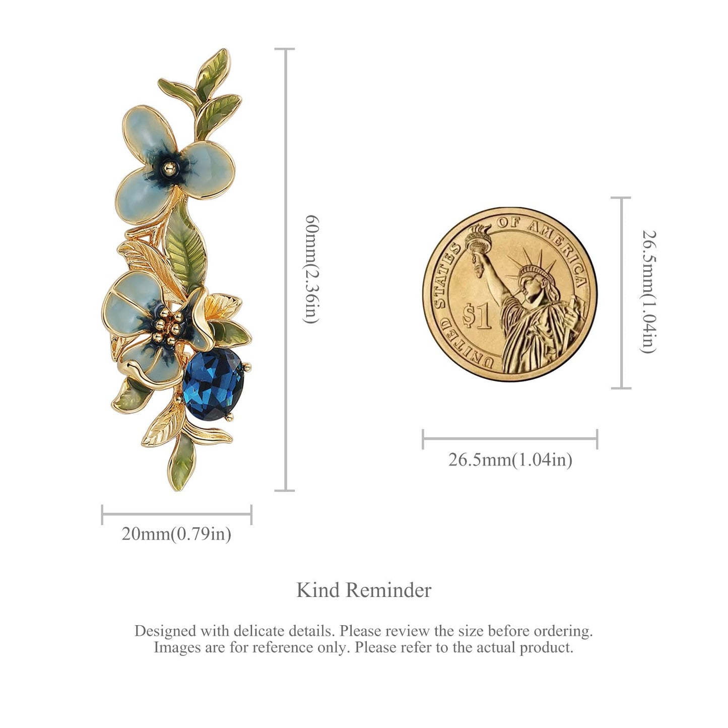 Irises Flower brooches and pins for women, Hand-driping Oil brooch pins inlaid with artificial crystals, SHE'S FREE STYLE JUST FOR YOU Green leaf safety pins enameled jewelry pins and brooches (Purple)