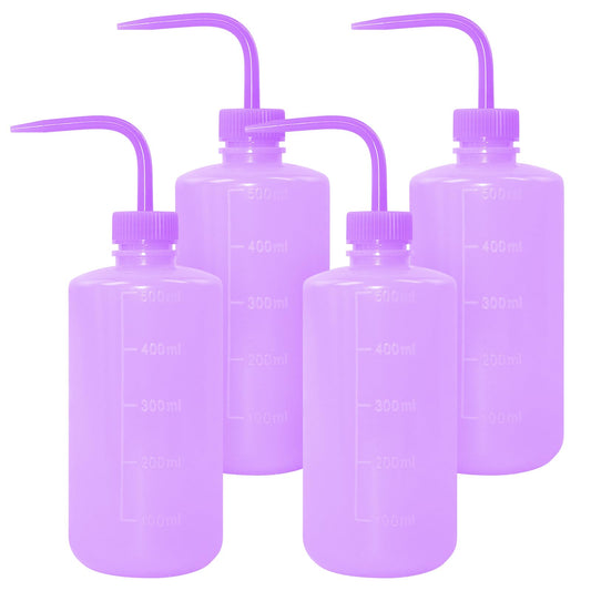 Grosun 4 Packs Tattoo Wash Bottle Water Squirt Squeeze Diffuser Bottles (Purple, 500ml)