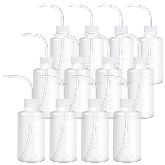 Sawysine 12 Pcs 250ml Plastic Safety Wash Bottles, 8oz, Multipurpose: Watering Plants, Cleaning Tattoo Tools, Labware, Experiments