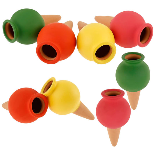 KOUISYY 8PCS Terracotta Watering Spikes, Self Watering Planter Insert Irrigation Dripper, Automatic Watering Devices, Watering Globes for Indoor Outdoor Garden Office Potted