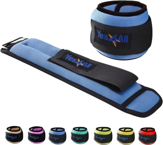 Yes4All Wrist & Ankle Weights Pair 1lb -10lbs for Women, Men Adjustable Strap - Walking, Jogging, Pilates, Gym Fitness Workout (2 lbs x2, Blue)