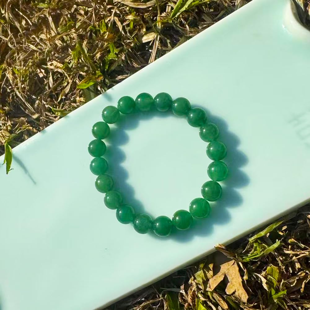 10mm Green Aventurine Bracelet for Women Men | Natural Luck Prosperity Stone Beads - Handmade Heart Chakra Crystal Jewelry for Abundance Meditation | Beading Tool Kit - Fits for 7-8" Large Wrist