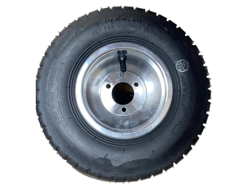 JOHNWELL 10''X4.5-5'' GO KART FRONT TIRES AND RIMS WITH 3 HOLES,2 PCS IN BOX,TIRES WITH GRAIN SURFACE TO INCREASE FRICTION COEFFICIENT AND IMPROVE SAFETY PERFORMANCE,DRIFT TRIKE,BUGGY