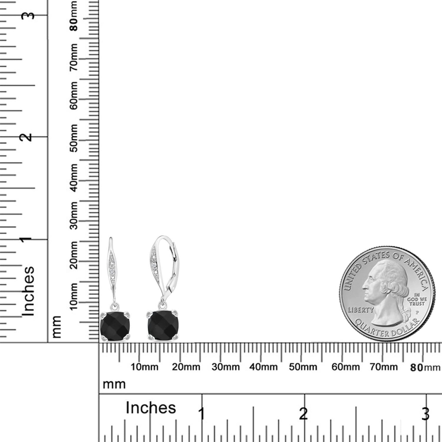 Gem Stone King Drop Dangle Earrings For Women | 7MM Cushion Cut Gemstone Birthstone and White Diamond | 925 Sterling Silver | Fine Jewelry Gifts for Mom Wife Women Her