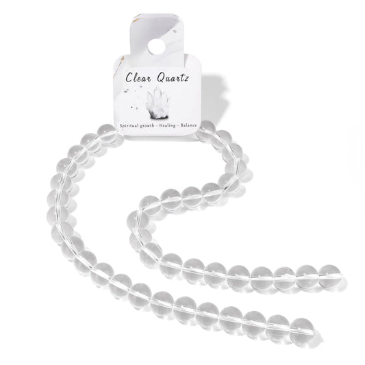 40pcs 10mm Natural Clear Quartz Gemstone Beads Healing Crystal Round Loose Stone Beads for Jewelry Making, Crystal Stone Beads for Bracelets Necklace Earrings Making