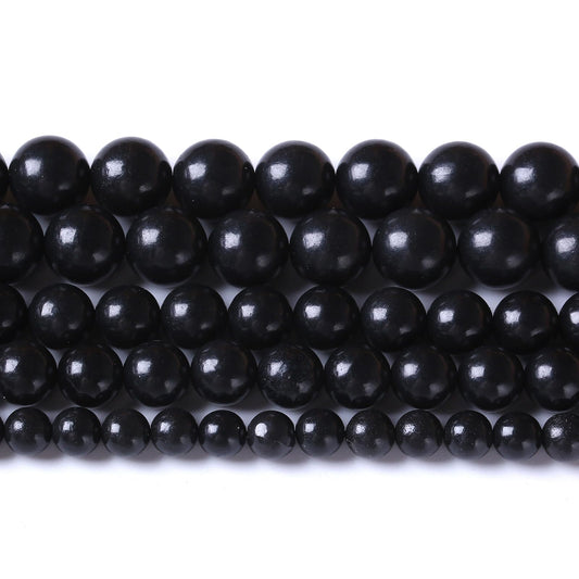 36PCS 10mm Natural Shungite Black Stone Beads for Jewelry Making Round Loose Beads DIY Bracelets Necklaces Energy Crystal Healing (Shungite Beads, 10mm)