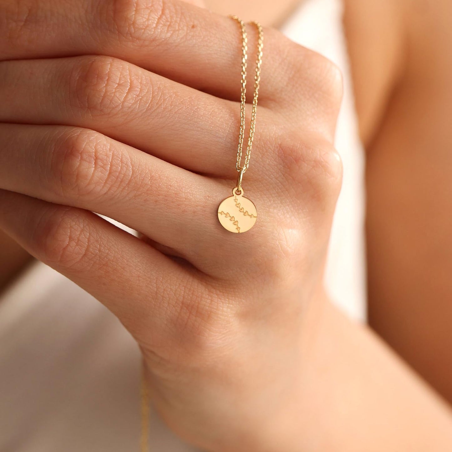 GUOKE Baseball Necklace for Women - Gold Baseball Necklace 14K Gold Plated Dainty Gold Necklace Jewelry for Women