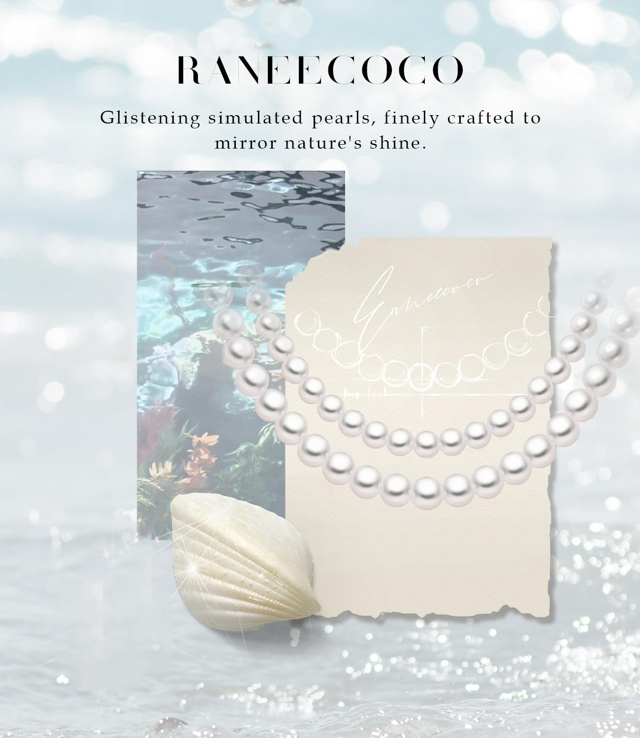 Raneecoco HYPER LUSTER Sterling Silver 8mm White Round Simulated Pearl Necklace for Women | Dainty 18 inch Pearl Choker Necklace | Gift Ready for Wedding